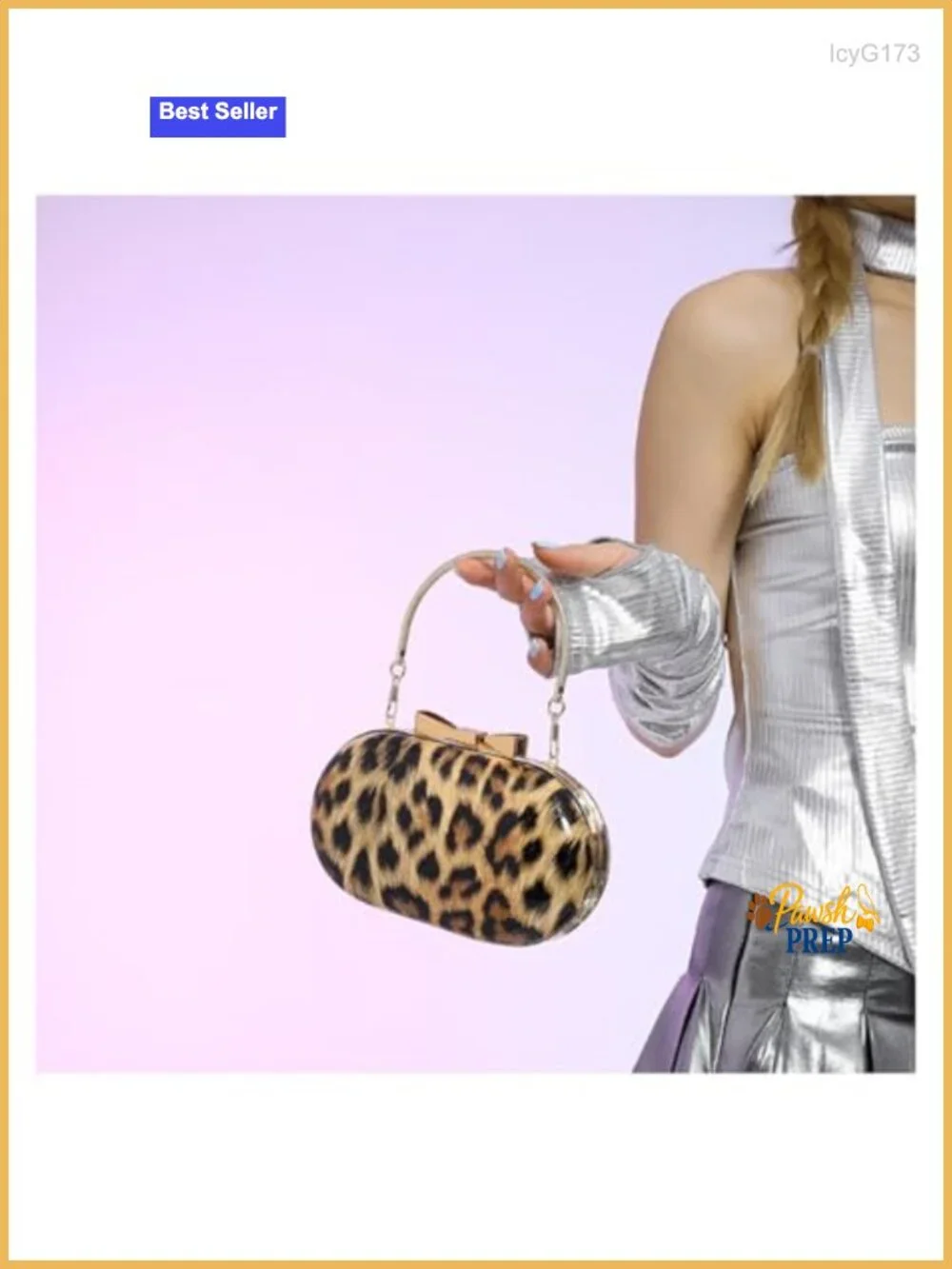 Leopard Print Clutch Evening Tote Bag with Chain Top Handle Satchel Handbag